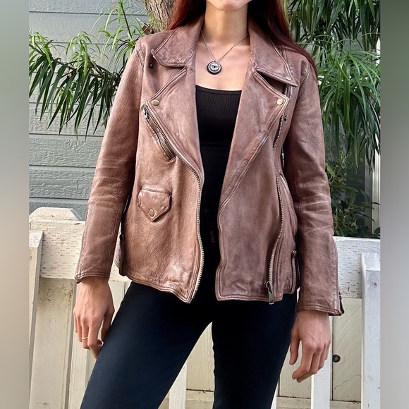 NWOT Free People Jealousy Leather Jacket Xsmall. Champagne. - Picture 6 of 14